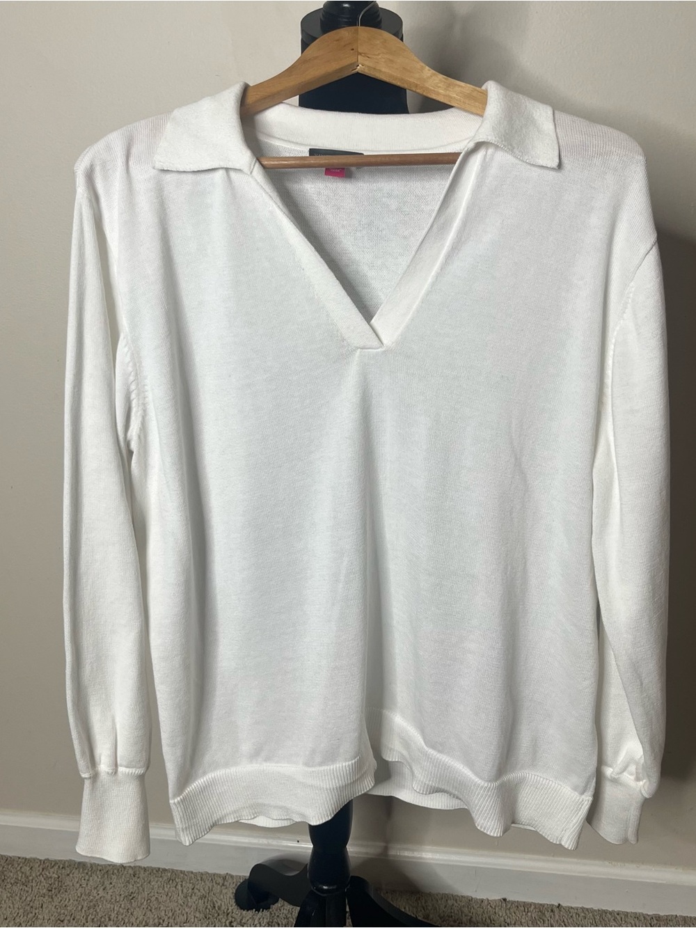 Vince Camuto Whiye V-Neck Polo Collar Women's Pullover Knit Sweater Sz L - Picture 7 of 8
